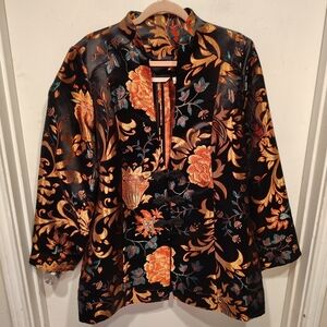 Soft Surroundings Moon Dynasty Asian Inspired Floral Brocade Jacket 1X Gothic